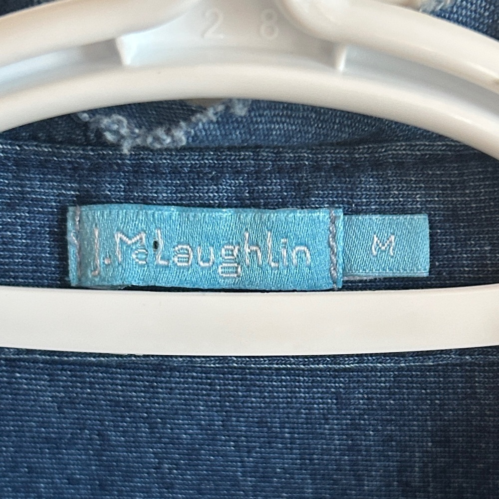 J. McLaughlin Blue Ruffle Soft Button-Up Top, size M - Picture 3 of 7